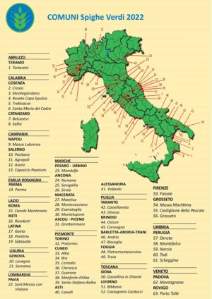 cartina spighe verdi con la lista dei comuni 